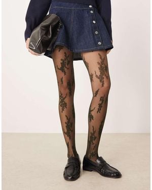 ASOS Abstract Large Floral Lace Tights - Blue