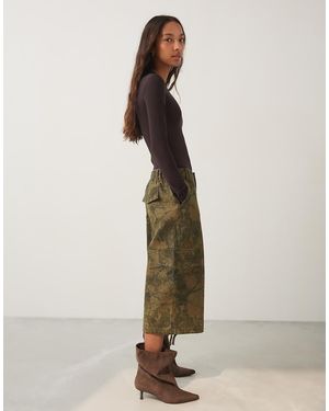 Bershka Printed Bermuda Shorts - Natural
