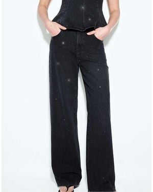 Stradivarius Straight-Fit Jeans With Rhinestones - Blue