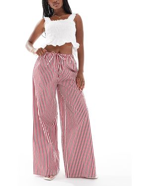 Wednesday's Girl Wednesdays Girl Wide Leg Striped Trouser - Red