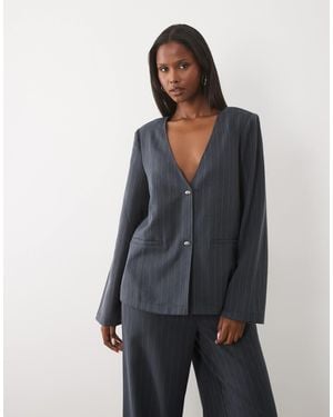 Vila Blazer-kombiteil mit v-ausschnitt, oversize-schnitt, - Grau