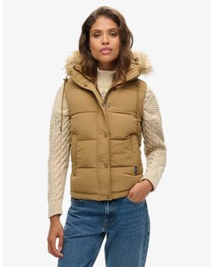 Superdry – everest – weste aus kunstpelz - Natur