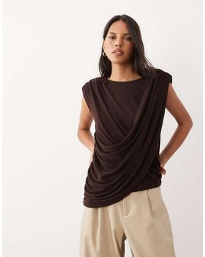 ASOS Mouwloze Gedrapeerde Top - Bruin