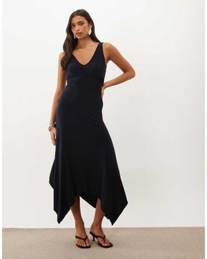 ASOS Vestito Midi Con Scollo A V E Fondo A Fazzoletto - Bianco