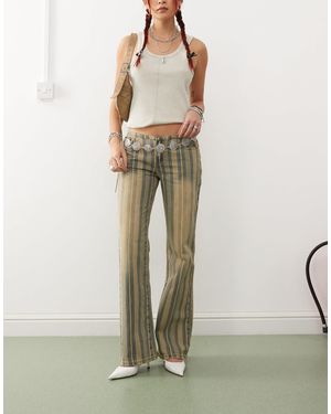 Edikted 70s Eternity Pinstripe Flare Jeans - Natural
