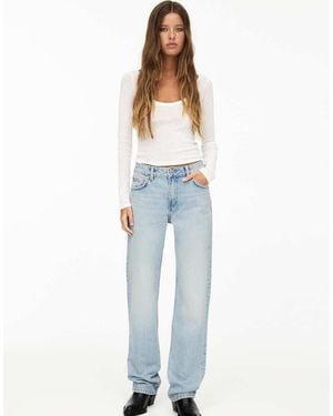 Pull&Bear Mid Waist Straight Leg Jeans - Blue