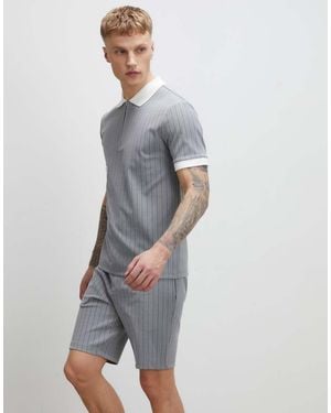 River Island Slim Fit Pinstripe Shorts - Grey