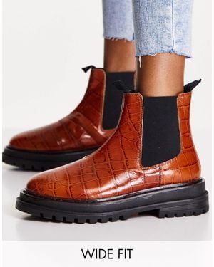 Asos Design Wide Fit Wide Fit Appreciate Leather Chelsea Boots - Multicolor