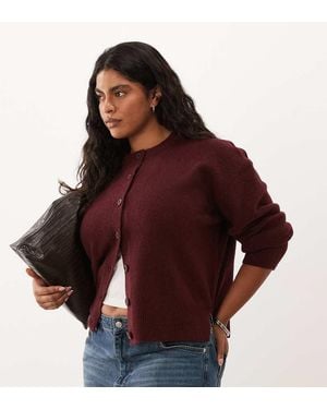 ASOS Asos Design Curve Boxy Cardigan With Side Split Detail - Red