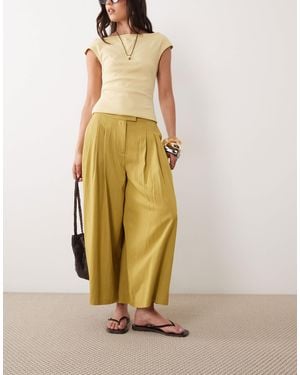 ASOS Tailored Pleated Floaty Culotte Pants - Metallic