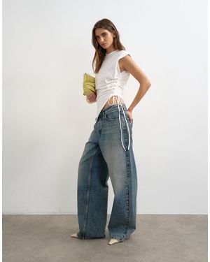 TOPSHOP Asymmetric Ruched Side Top - Blue
