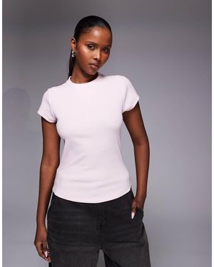 River Island Short Sleeved Ribbed Top - White
