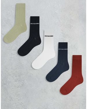 Jack & Jones – 5er-pack gerippte socken - Mettallic