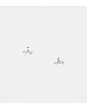 Kingsley Ryan Triple Gemset Leaf Stud Earrings - White