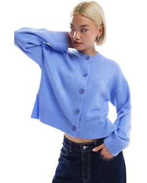 ASOS Cardigan Girocollo Squadrato Azzurro Con Spacco Laterale - Blu