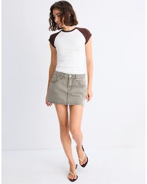 Stradivarius T-Shirt Met Korte Raglanmouwen - Wit
