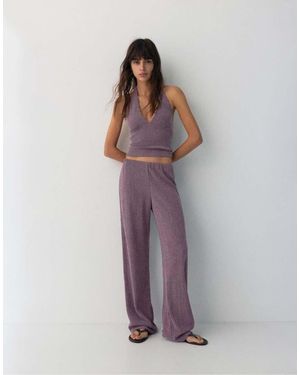 Pull&Bear Broek Van Crêpe Met Rechte Pijpen - Paars