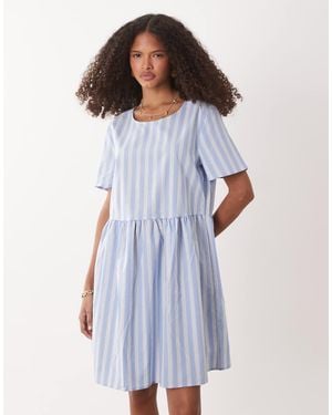 Jdy Vestito Corto A Maniche Corte Azzurro A Righe - Blu