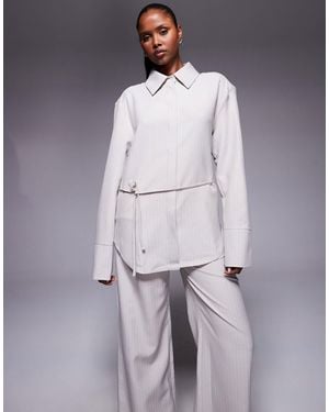 ASOS Co-ord Shirt With Shoulder Pad And Cinched Waist - Grey