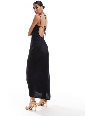 Bershka Jacquard Cowl Neck Maxi Dress - White