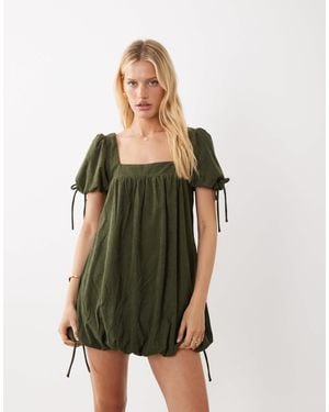ASOS Cord Square Neck Bubble Mini Dress - Green