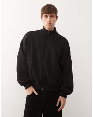 Collusion Boxy Zip Through Funnel Sweat - Black
