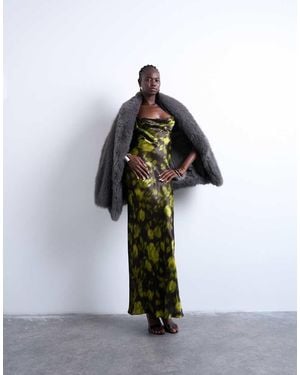 TOPSHOP Cowl Maxi Slip Dress - Brown