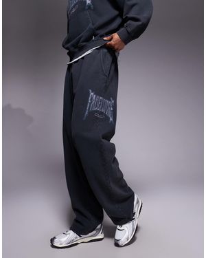 Faded Store Blackletter Open Hem jogger Co-ord - Blue