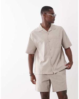 ASOS Seersucker Mid Length Shorts - Natural