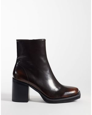 ASOS Stiefel mit absatz, reißverschluss und schräger zehenpartie - Schwarz