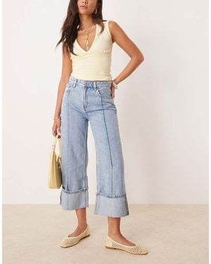 Mango Pleat Front Turn Up Jean - Blue