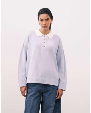 ASOS Fine Knit Polo With Contrast Collar - Purple