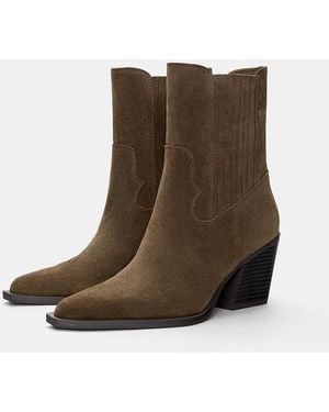 Pull&Bear Cowboy Ankle Boots - Brown
