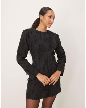 Ghospell Strong Shoulder Distressed Mini Dress - Black