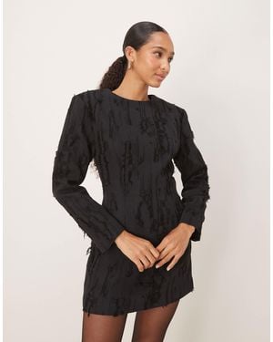 Ghospell Strong Shoulder Distressed Mini Dress - Black