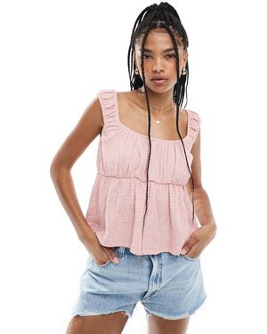 ASOS Top Rosa De Estilo Babydoll Con Acabado Texturizado De - Multicolor