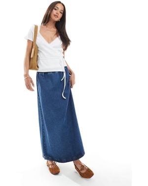 ASOS Denim Pull On Midi Skirt - Blue