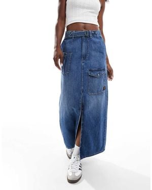 G-Star RAW Belted Cargo Denim Maxi Skirt - Blue