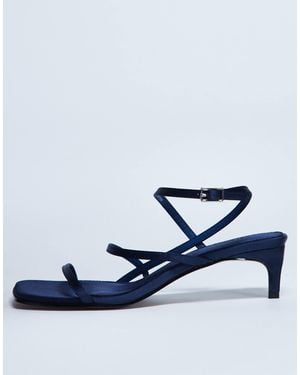 TOPSHOP Autumn - sandales minimalistes à talon mi-haut en satin - Bleu