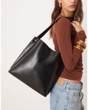 Mango Bucket Shoulder Bag - Black