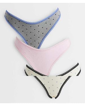 ASOS Faye 3 Pack Heart Print Thong With Lace Trim - Grey
