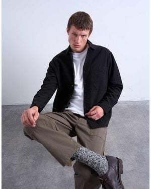TOPMAN Regular Fit Twill Overshirt - Grey