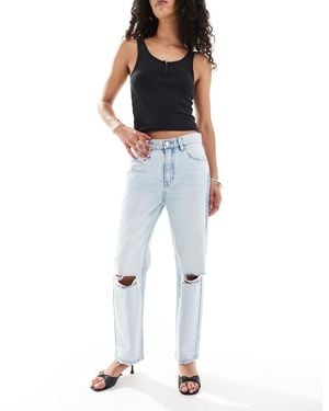 Pull&Bear Ripped Barrel Jean - Blue