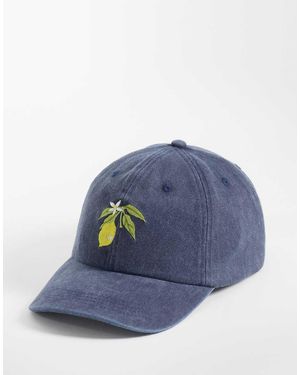 Reclaimed Vintage Unisex Cap With Lemon And Logo - Blue