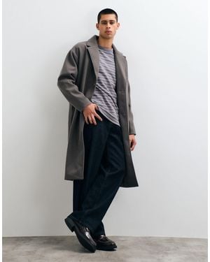 Only & Sons Longline Overcoat - White