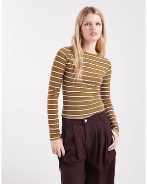 Miss Selfridge – langärmliges, gestreiftes oberteil - Mehrfarbig