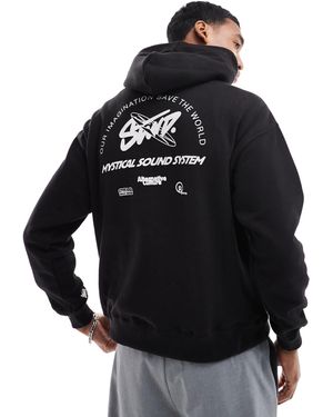 Pull&Bear Stwd Printed Hoodie - Black