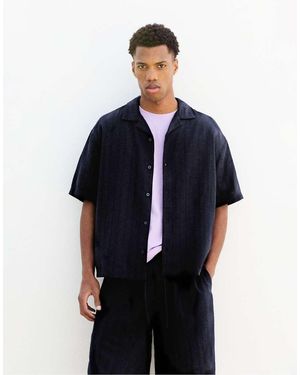 Pull&Bear Camicia A Maniche Corte Testurizzata - Blu
