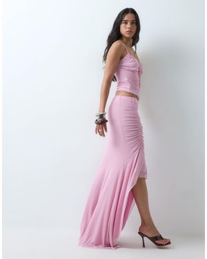 ASOS Mesh Asymmetrical Skirt - Pink