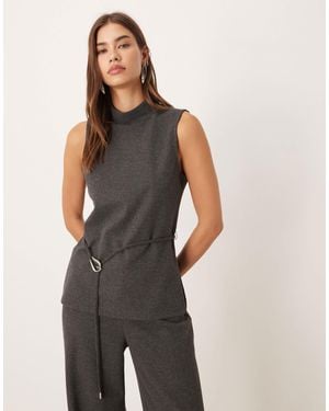 Mango Ancona Sleeveless Belted Top Co-ord - Gray